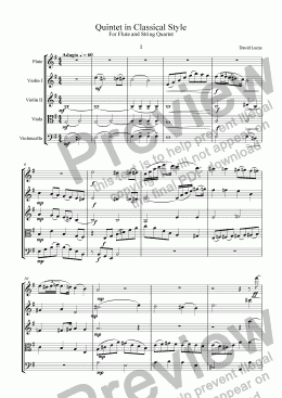 page one of Quintet in Classical Style for Flute and String Quartet 1st Movement