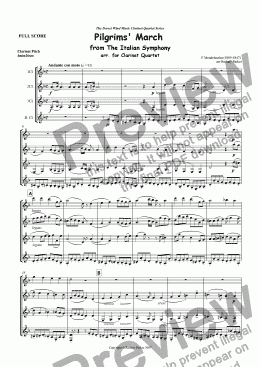 page one of Pilgrims, March from The Italian Symphony