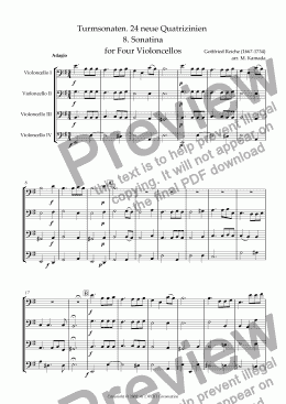 page one of Turmsonaten. 24 neue Quatrizinien 8. Sonatina for Four Violoncellos