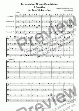 page one of Turmsonaten. 24 neue Quatrizinien 9. Sonatina for Four Violoncellos