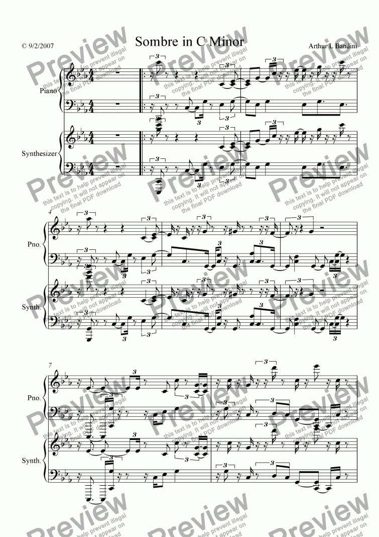 page one of Sombre in C Minor
