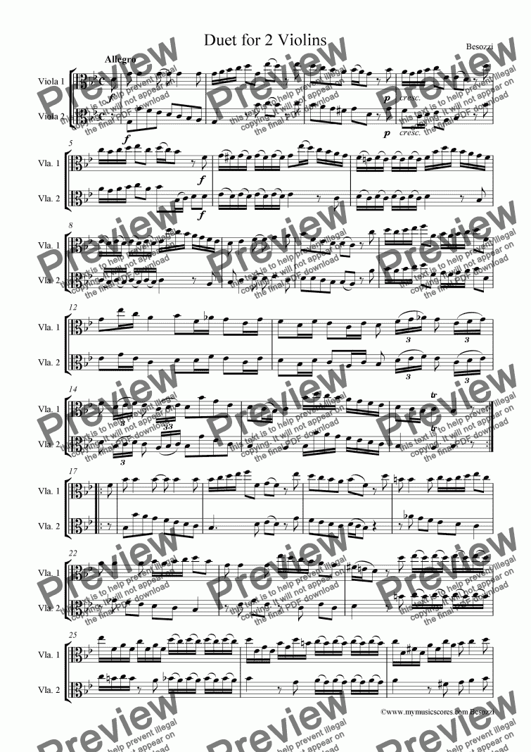 page one of Duet for 2 Violas