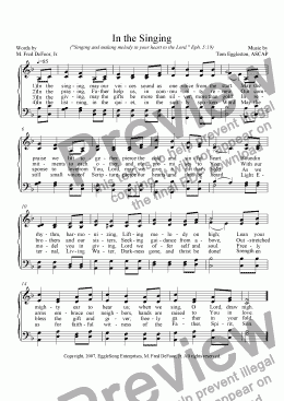 page one of In the Singing (New Hymn)