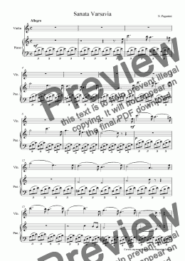 page one of Paganini Sonata Varsavia for Violin and Piano