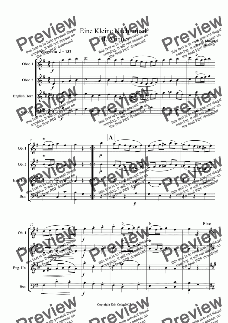 page one of Eine Kleine Nachtmusik, Mvt. 3