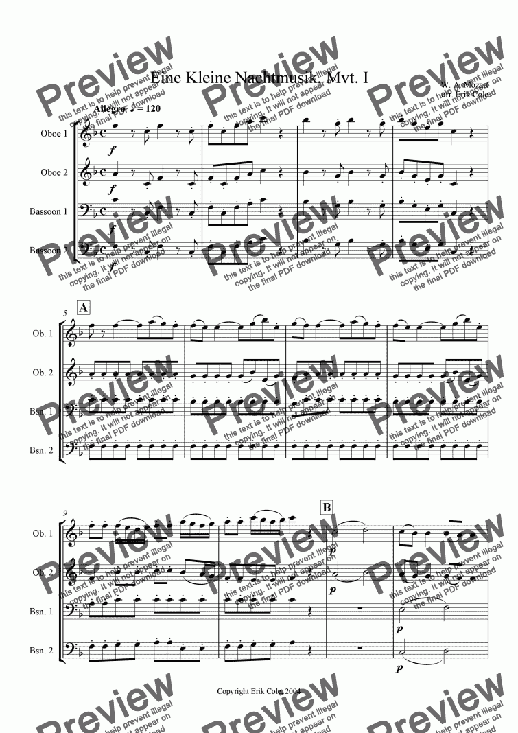 page one of Eine Kleine Nachtmusik (Mvt. I Abridged)