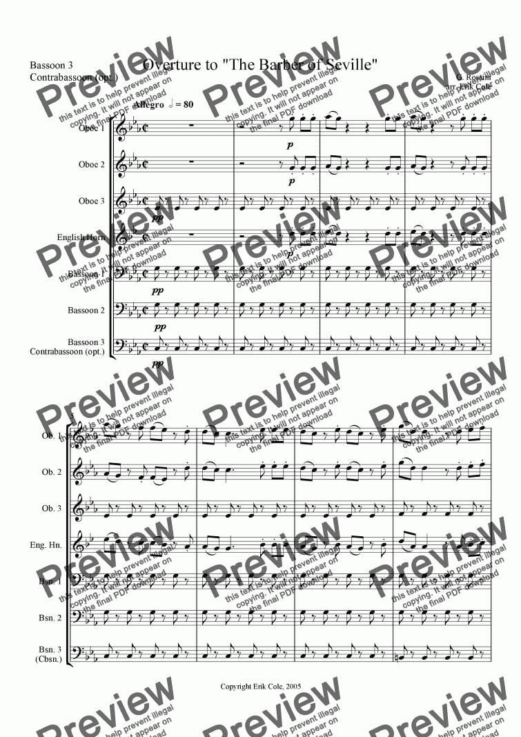 page one of Barber of Seville Overture (Abridged)