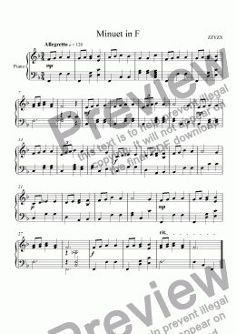 page one of Minuet in F