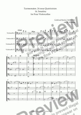 page one of Turmsonaten. 24 neue Quatrizinien 16. Sonatina for Four Violoncellos