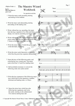 page one of Wizard Theory 1 Scales