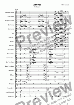 page one of Arrival - fanfare for Brass Band