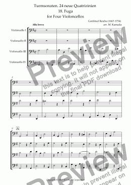 page one of Turmsonaten. 24 neue Quatrizinien 18. Fuga for Four Violoncellos