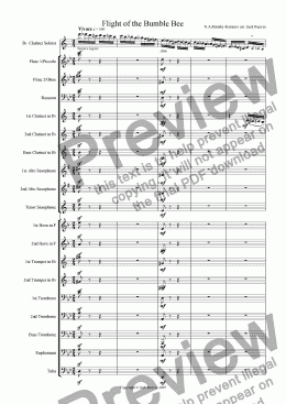 page one of Flight of the Bumble Bee (Wind Band - Clarinet Solo)