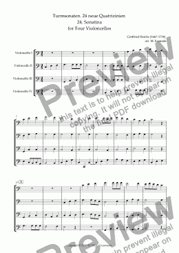 page one of Turmsonaten. 24 neue Quatrizinien 24. Sonatina for Four Violoncellos