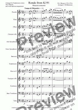 page one of Rondo from K191 Bassoon Concerto (wind band)