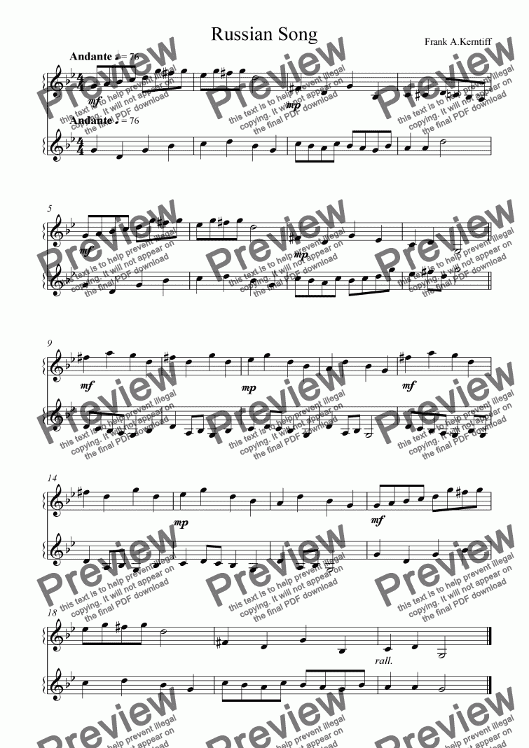 page one of Russian Song (version 2)