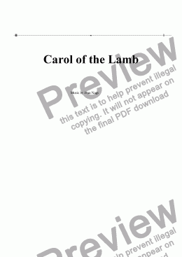 page one of CAROL OF THE LAMB (Christmas Carol)