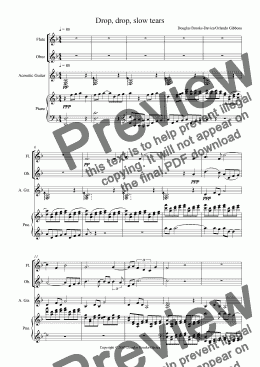 page one of Gibbons: Drop, drop, slow tears: An instrumental prelude (for fl, ob, guitar, keyboard)