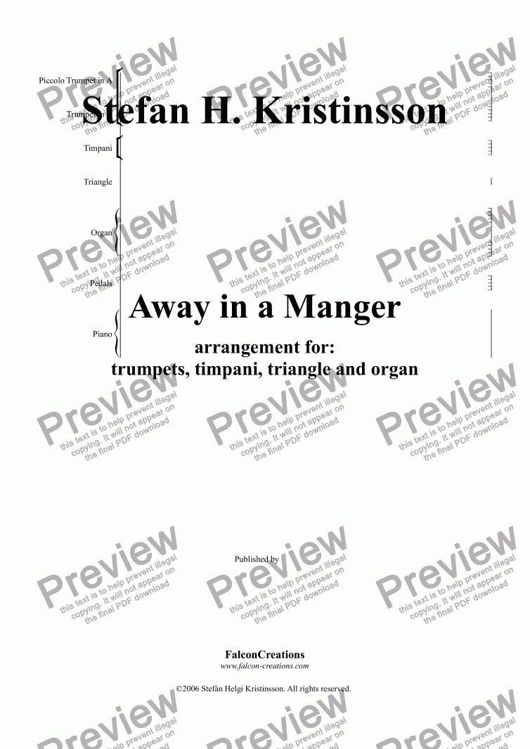 page one of Away in a manger