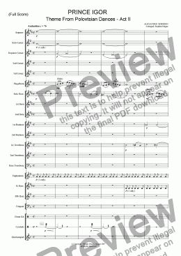 page one of Prince Igor (Theme from Polovtsian Dances Act II) Brass Band