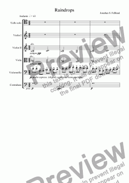 page one of Raindrops (solo 'Cello & strings)