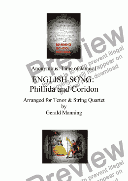 page one of English Song: Anonymous - Phillida and Coridon - arr. for Tenor & String Quartet by Gerald Manning