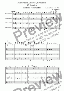 page one of Turmsonaten. 24 neue Quatrizinien 15. Sonatina for Four Violoncellos