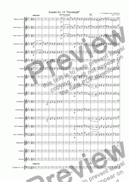 page one of Moonlight Sonata - 2nd Movement (C# Major) - Brass Band
