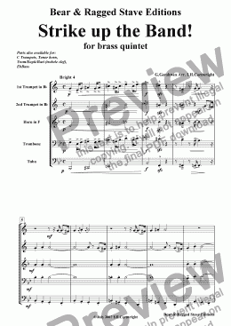 page one of Strike up the band! for brass quintet