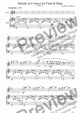 page one of Melody for Flute and Harp