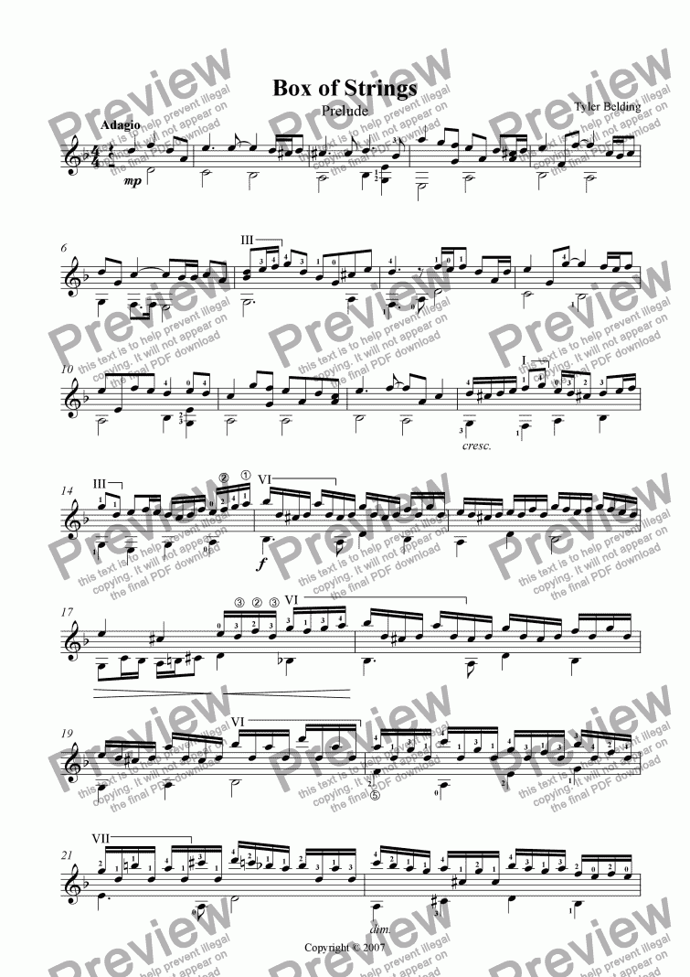 page one of Box of Strings - Prelude