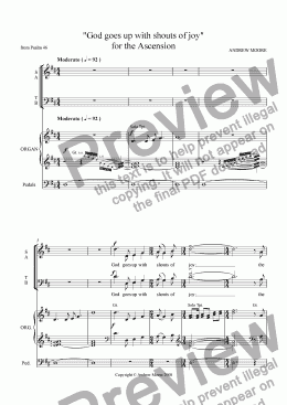 page one of ’God goes up with shouts of joy’ for SATB & organ - for Ascension