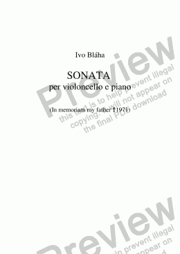page one of SONATA per violoncello e piano