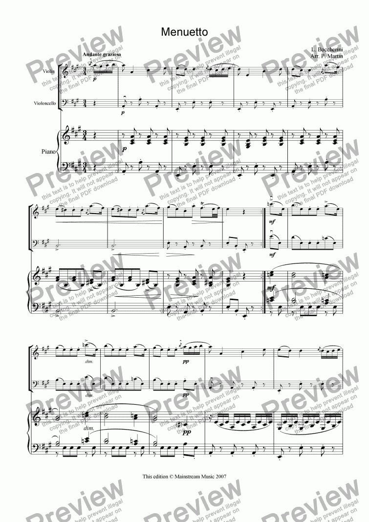 page one of Minuet - Piano Trio