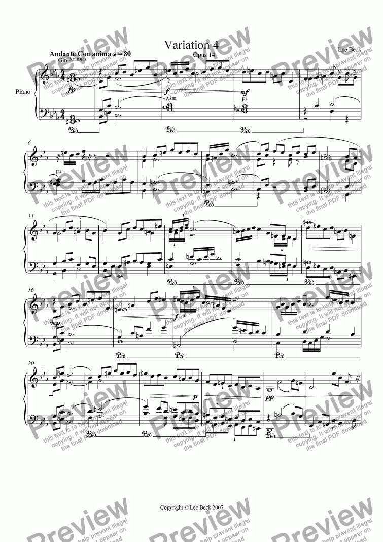 page one of Variation 4 Opus 14