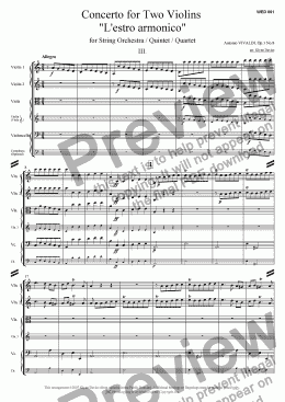 page one of Concerto for Two Violins "L'estro armonico" Op.3 No.8 - Movement 3