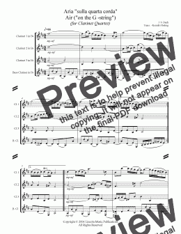 page one of Bach - Aria "sulla quarta corda" - “Air on the G-String" (Clarinet Quartet)