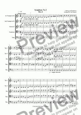 page one of Beethoven - Symphony No 3 Mvt 3 - for Brass Quintet