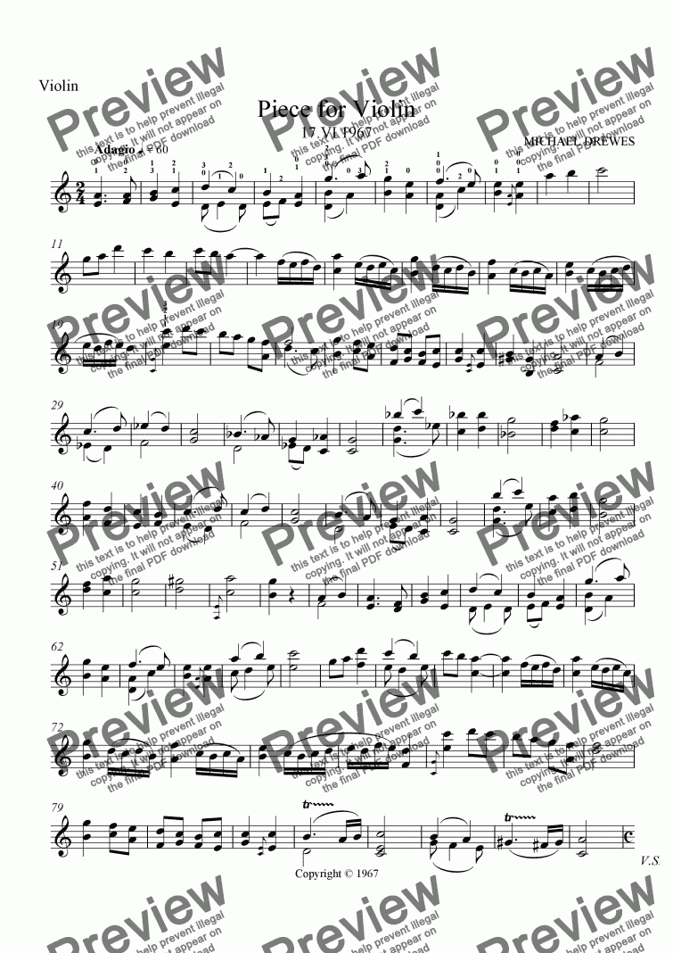 page one of Piece for Violin Solo