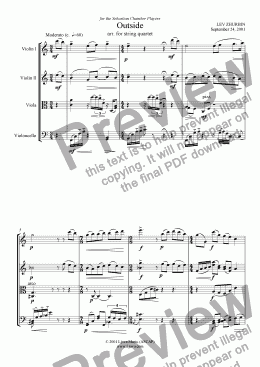 page one of "Outside" (arr. for string quartet)