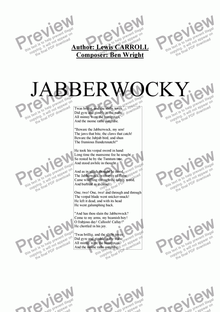 page one of Jabberwocky