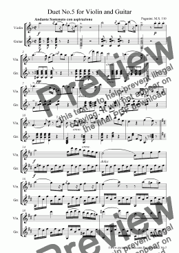 page one of Paganini Duet for Violin and Guitar MS110 No.5