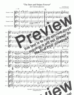 page one of March - The Stars & Stripes Forever (Clarinet Quartet)