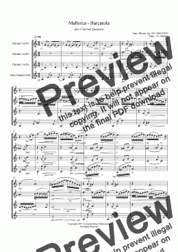 page one of Albeniz - Mallorca Barcarola (Clarinet Quartet)