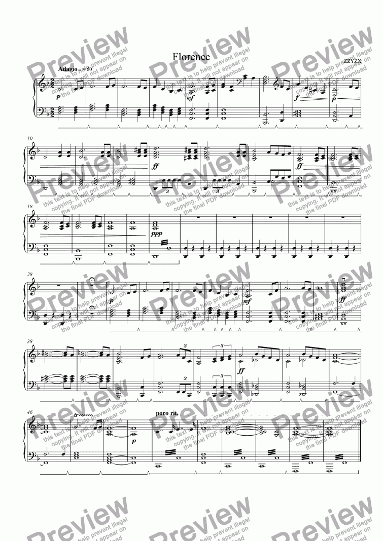 page one of Florence (piano reduction)