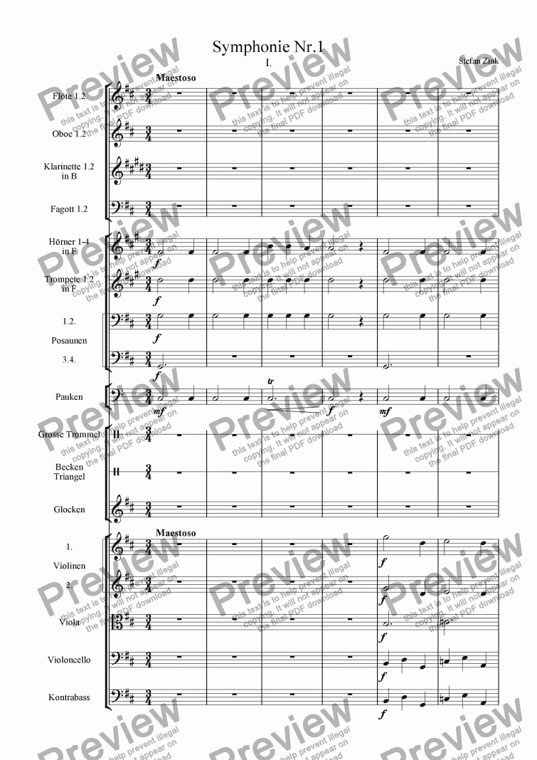page one of Symphonie Nr.1, Satz 1 (Maestoso - Allegro)