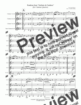 page one of Mouret - Rondeau from “Sinfonie de Fanfares” (for Clarinet Quartet)
