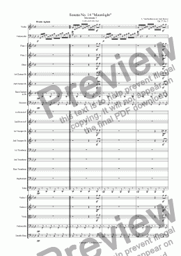 page one of Moonlight Sonata - 3rd Movement (C Minor) - Orchestra with Violin and Cello Duet