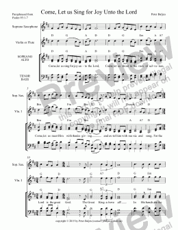 page one of Come, Let us Sing for Joy Unto the Lord