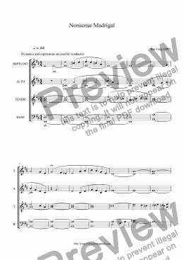 page one of Nonsense Madrigal (SATB div, A Cappella)